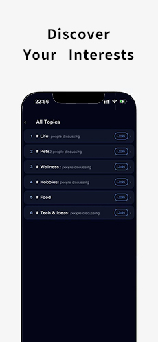 QYLEN Discover Your Interests screen